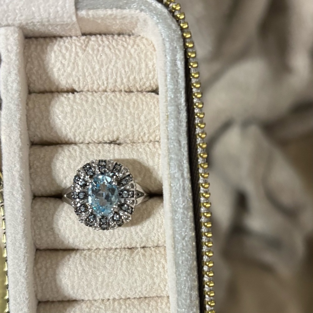 Elegant Sterling Silver and Blue topaz size 6